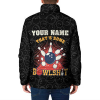 Flaming Bowling Ball Padded Jacket with Strike Explosion and Funny Quote Graphic on Bowling - Wonder Print Shop