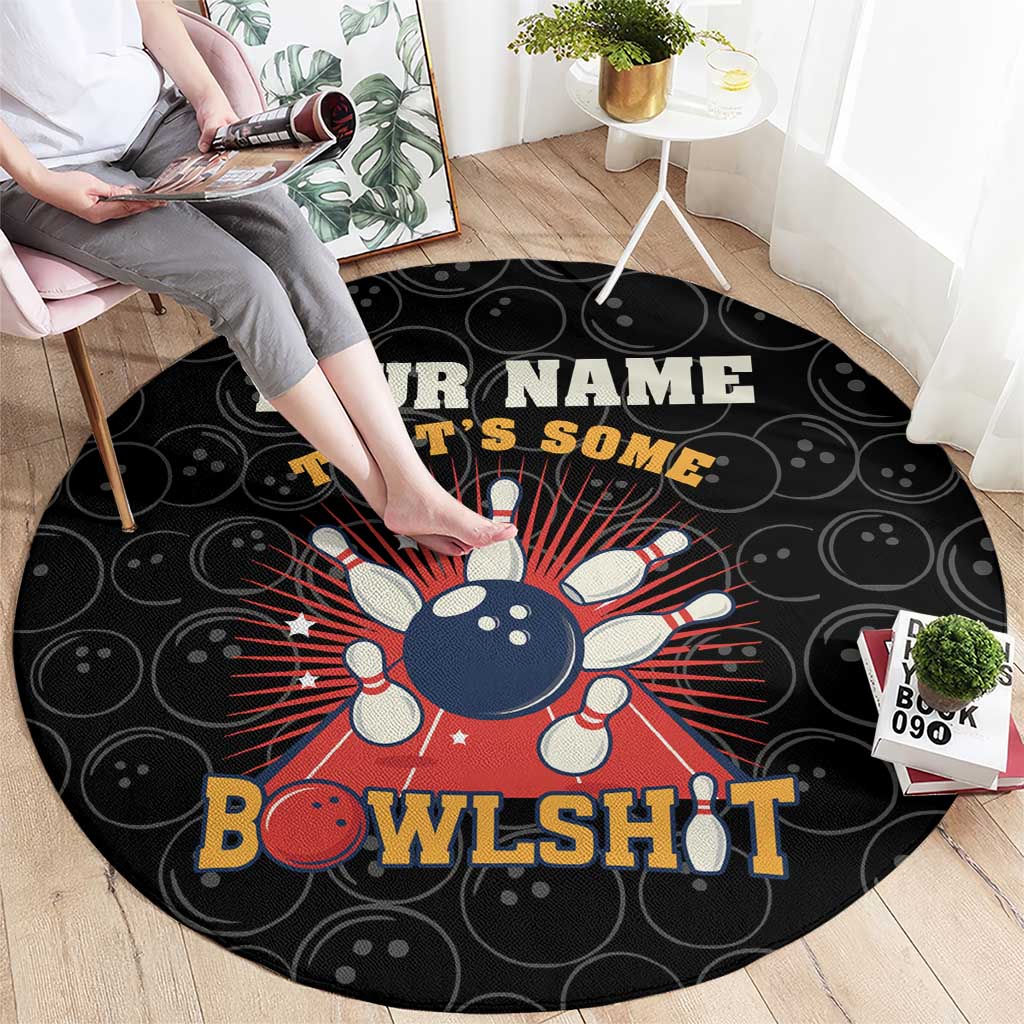 Flaming Bowling Ball Round Carpet with Strike Explosion and Funny Quote Graphic on Bowling - Wonder Print Shop