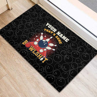 Flaming Bowling Ball Rubber Doormat with Strike Explosion and Funny Quote Graphic on Bowling - Wonder Print Shop