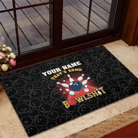 Flaming Bowling Ball Rubber Doormat with Strike Explosion and Funny Quote Graphic on Bowling - Wonder Print Shop