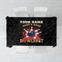 Flaming Bowling Ball Tablecloth with Strike Explosion and Funny Quote Graphic on Bowling - Wonder Print Shop