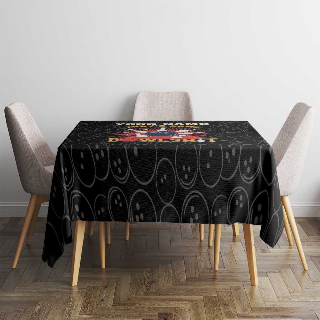 Flaming Bowling Ball Tablecloth with Strike Explosion and Funny Quote Graphic on Bowling - Wonder Print Shop