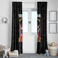 Flaming Bowling Ball Window Curtain with Strike Explosion and Funny Quote Graphic on Bowling - Wonder Print Shop