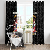 Flaming Bowling Ball Window Curtain with Strike Explosion and Funny Quote Graphic on Bowling - Wonder Print Shop