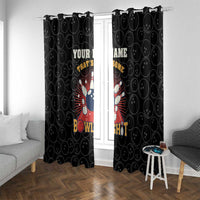 Flaming Bowling Ball Window Curtain with Strike Explosion and Funny Quote Graphic on Bowling - Wonder Print Shop