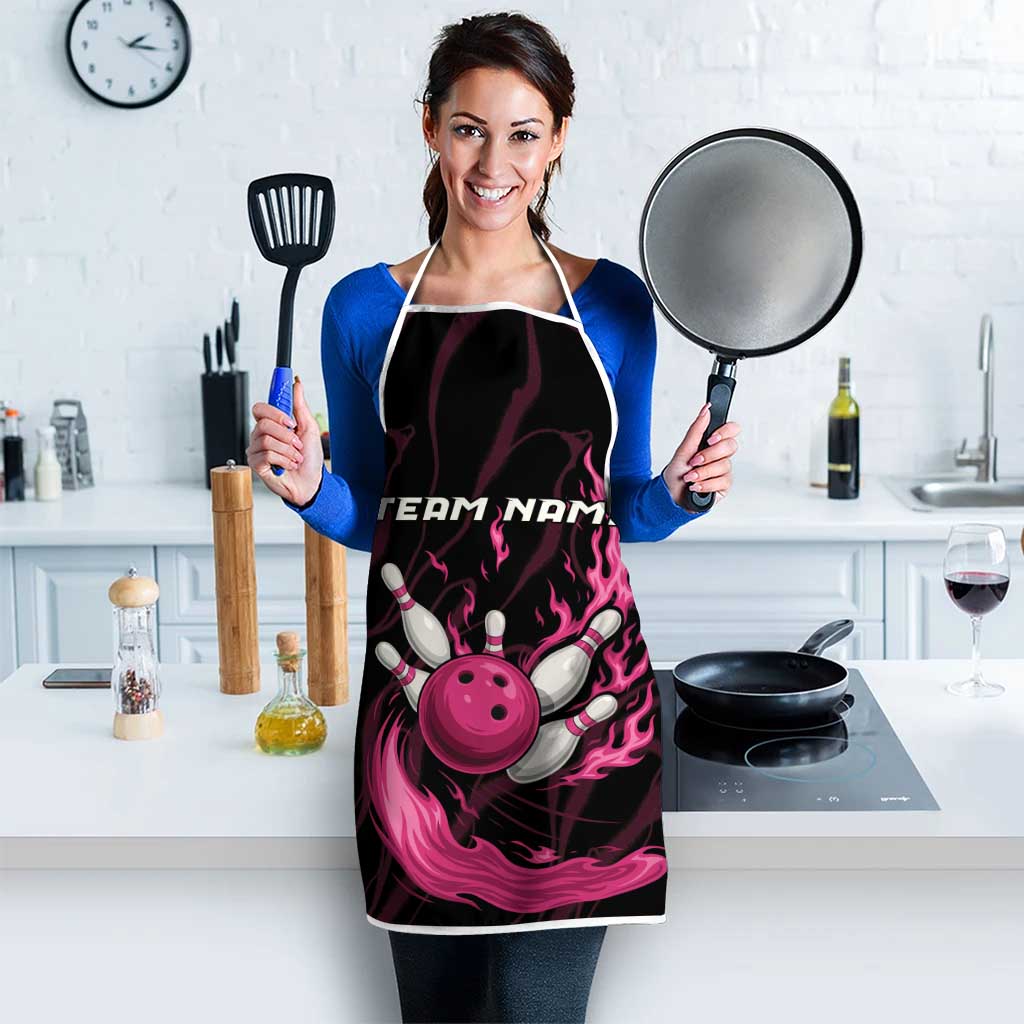 Pink Flaming Bowling Ball and Pins Apron with Lightning Effect Graphic Design - Wonder Print Shop