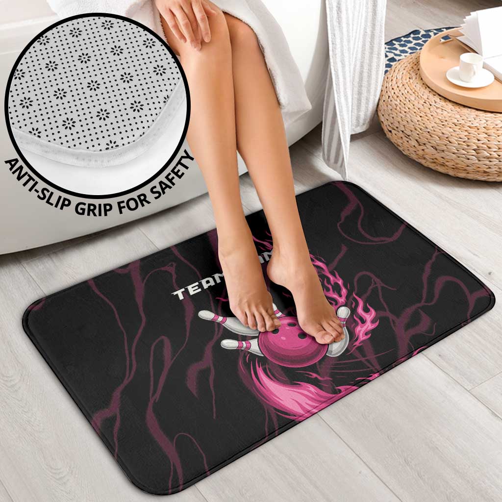 Pink Flaming Bowling Ball and Pins Bathroom Set with Lightning Effect Graphic Design - Wonder Print Shop