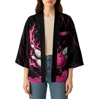 Pink Flaming Bowling Ball and Pins Kimono with Lightning Effect Graphic Design - Wonder Print Shop