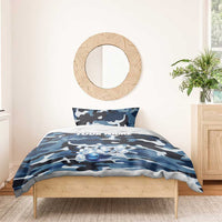 Blue Camouflage Pattern Bedding Set with Bowling Pins and Ball Graphic Design - Wonder Print Shop