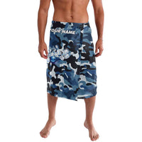 Blue Camouflage Pattern Lavalava with Bowling Pins and Ball Graphic Design - Wonder Print Shop