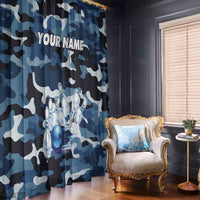 Blue Camouflage Pattern Window Curtain with Bowling Pins and Ball Graphic Design - Wonder Print Shop