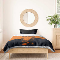 Flying Eagle Carrying Bowling Ball Bedding Set with Grunge Orange and Black Splatter Design - Wonder Print Shop