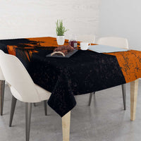 Flying Eagle Carrying Bowling Ball Tablecloth with Grunge Orange and Black Splatter Design - Wonder Print Shop
