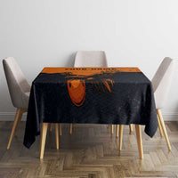 Flying Eagle Carrying Bowling Ball Tablecloth with Grunge Orange and Black Splatter Design - Wonder Print Shop
