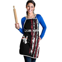 Distressed American Flag Apron with Bowling Pins and Ball Vertical Stripe Design - Wonder Print Shop