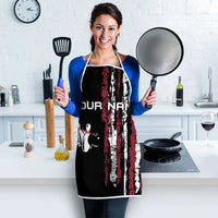 Distressed American Flag Apron with Bowling Pins and Ball Vertical Stripe Design - Wonder Print Shop