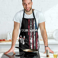 Distressed American Flag Apron with Bowling Pins and Ball Vertical Stripe Design - Wonder Print Shop