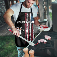 Distressed American Flag Apron with Bowling Pins and Ball Vertical Stripe Design - Wonder Print Shop