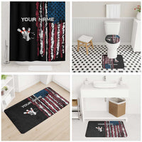 Distressed American Flag Bathroom Set with Bowling Pins and Ball Vertical Stripe Design - Wonder Print Shop