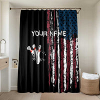 Distressed American Flag Bathroom Set with Bowling Pins and Ball Vertical Stripe Design - Wonder Print Shop