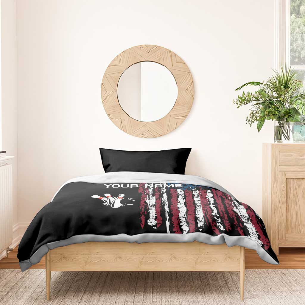 Distressed American Flag Bedding Set with Bowling Pins and Ball Vertical Stripe Design - Wonder Print Shop