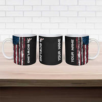 Distressed American Flag Ceramic Mug with Bowling Pins and Ball Vertical Stripe Design - Wonder Print Shop