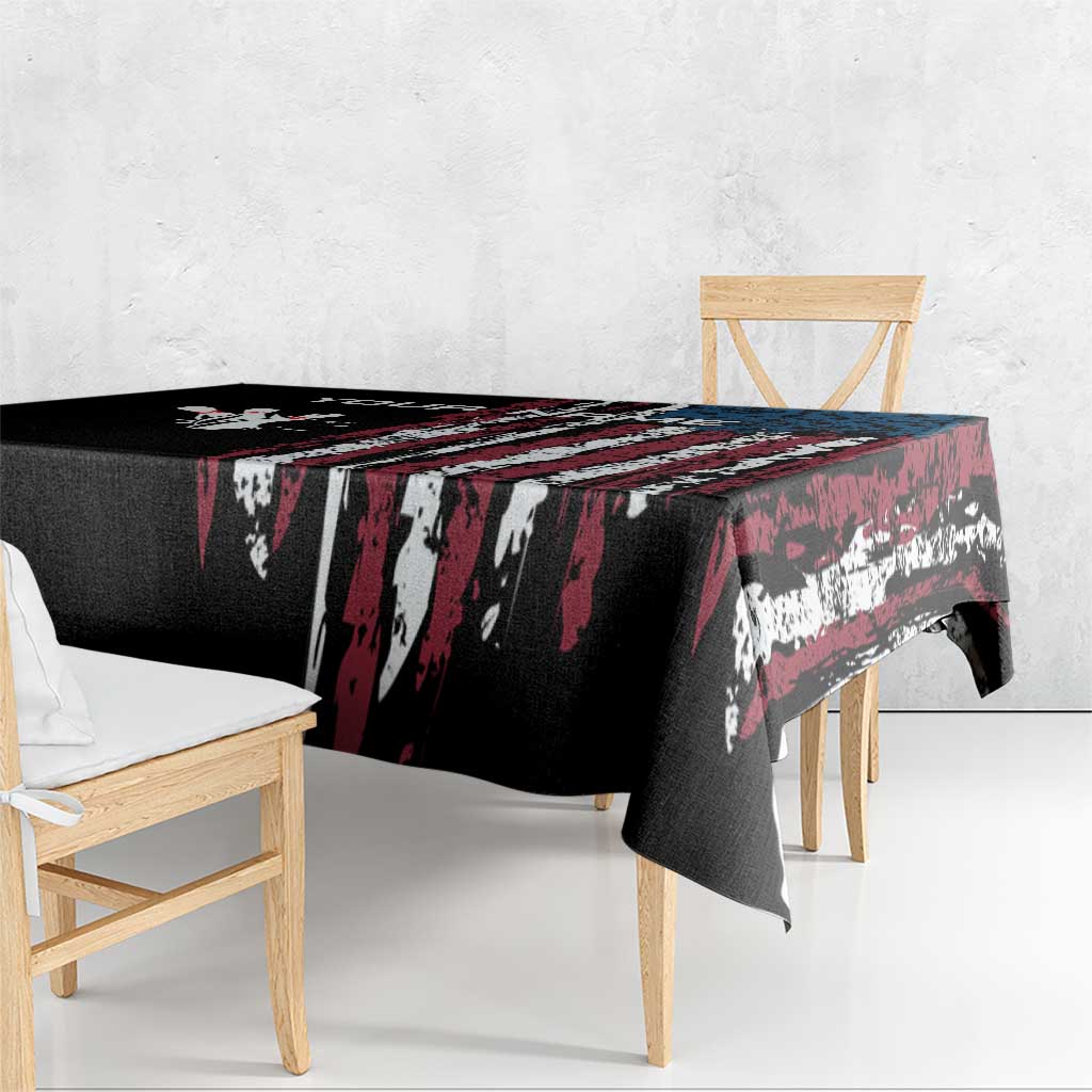 Distressed American Flag Tablecloth with Bowling Pins and Ball Vertical Stripe Design - Wonder Print Shop