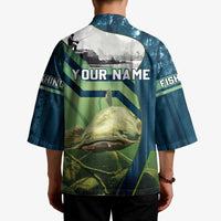 Catfish and Underwater Scene Design Kimono with Forest Background and Fishing Theme Elements - Wonder Print Shop