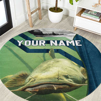 Catfish and Underwater Scene Design Round Carpet with Forest Background and Fishing Theme Elements - Wonder Print Shop