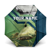 Catfish and Underwater Scene Design Umbrella with Forest Background and Fishing Theme Elements - Wonder Print Shop