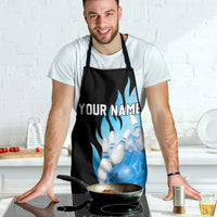 Blue Flame Bowling Ball and Pins Design Apron with Smoke Effects and Custom Team Name Text - Wonder Print Shop