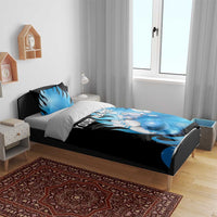 Blue Flame Bowling Ball and Pins Design Bedding Set with Smoke Effects and Custom Team Name Text - Wonder Print Shop