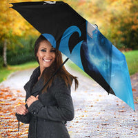 Blue Flame Bowling Ball and Pins Design Umbrella with Smoke Effects and Custom Team Name Text - Wonder Print Shop