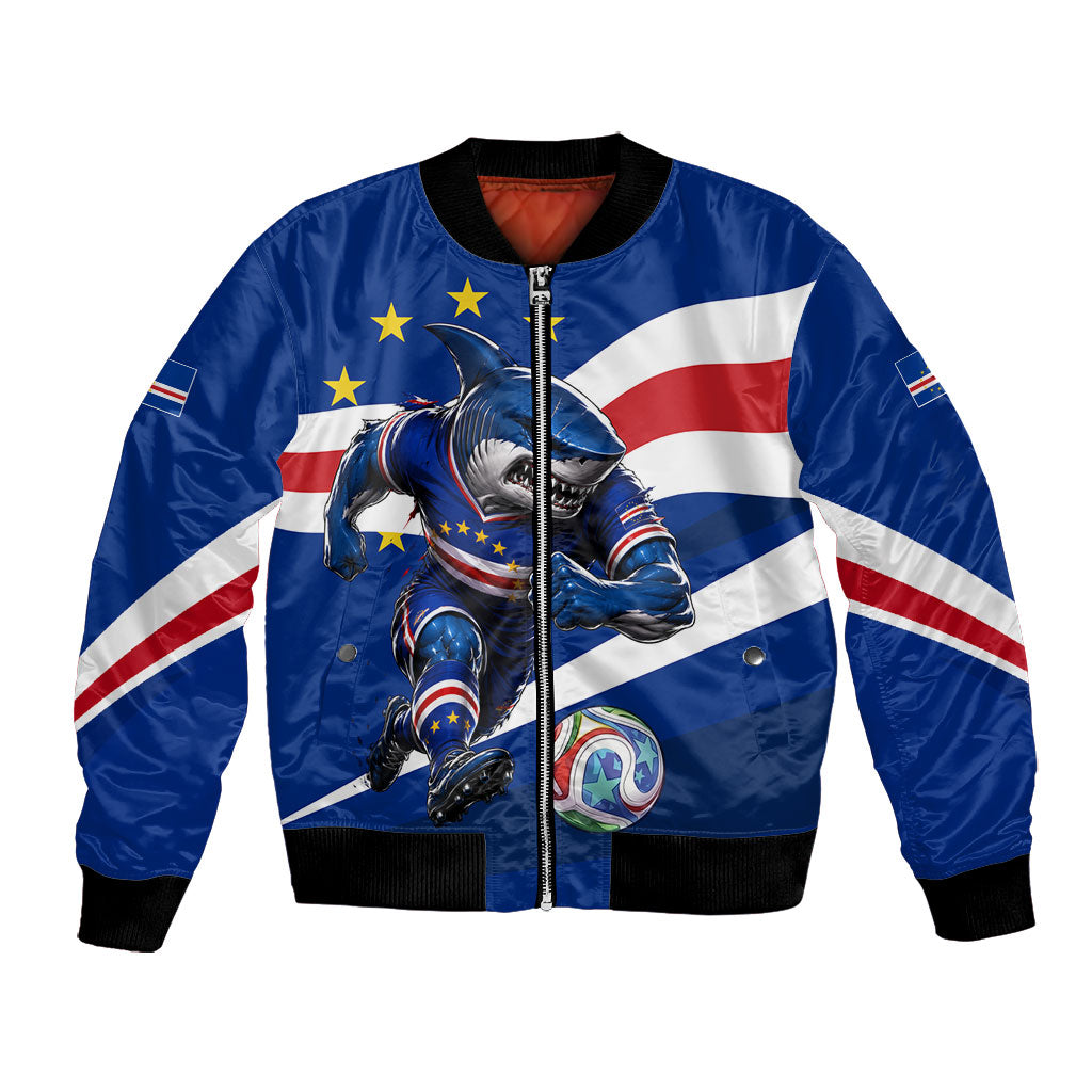 Cape Verde Won Our Hearts Soccer Bomber Jacket Blue Sharks Football Mascot Patriotic National Team