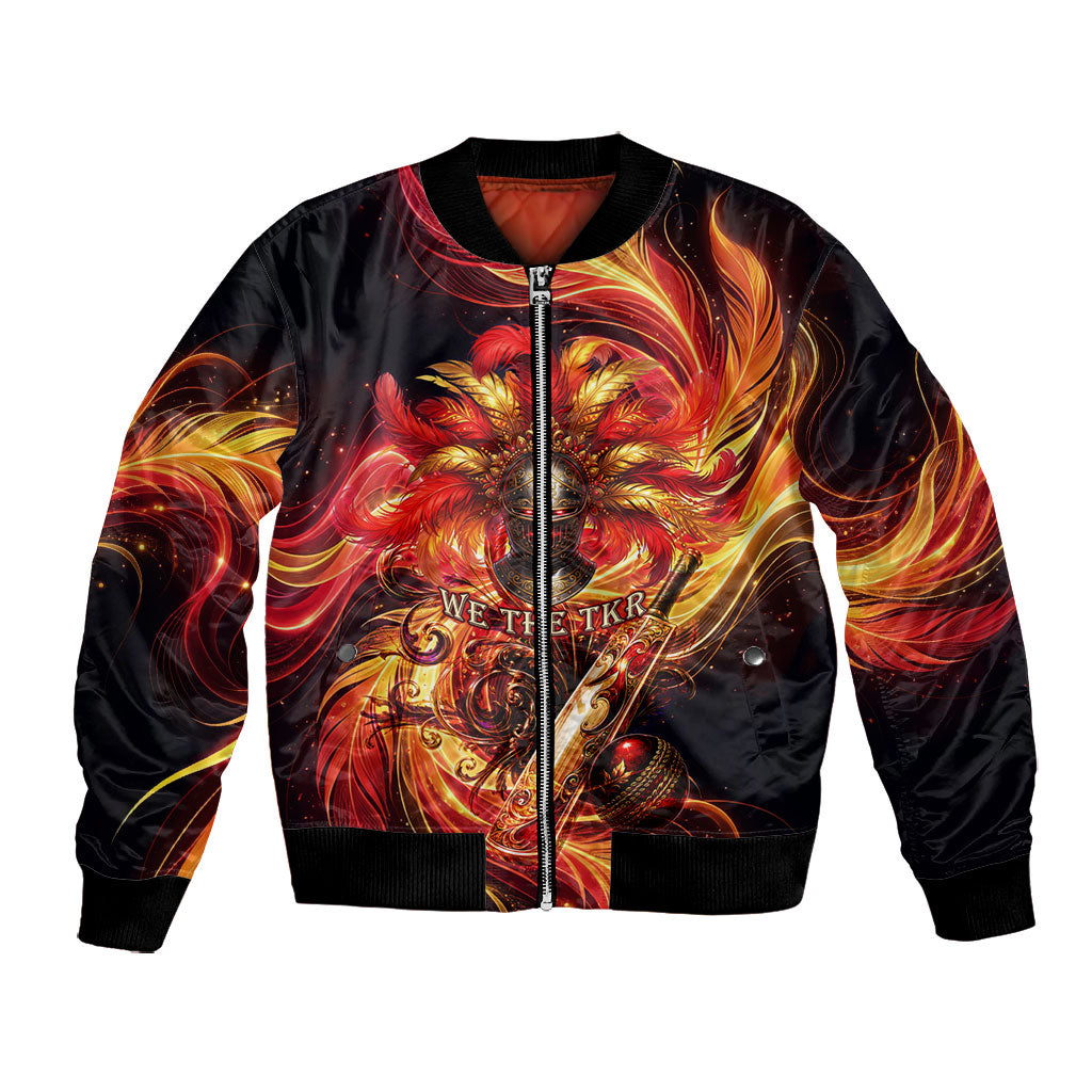Trinbago Knight Riders Cricket Bomber Jacket Trinidad and Tobago Fiery Knight Warrior Bat Flame