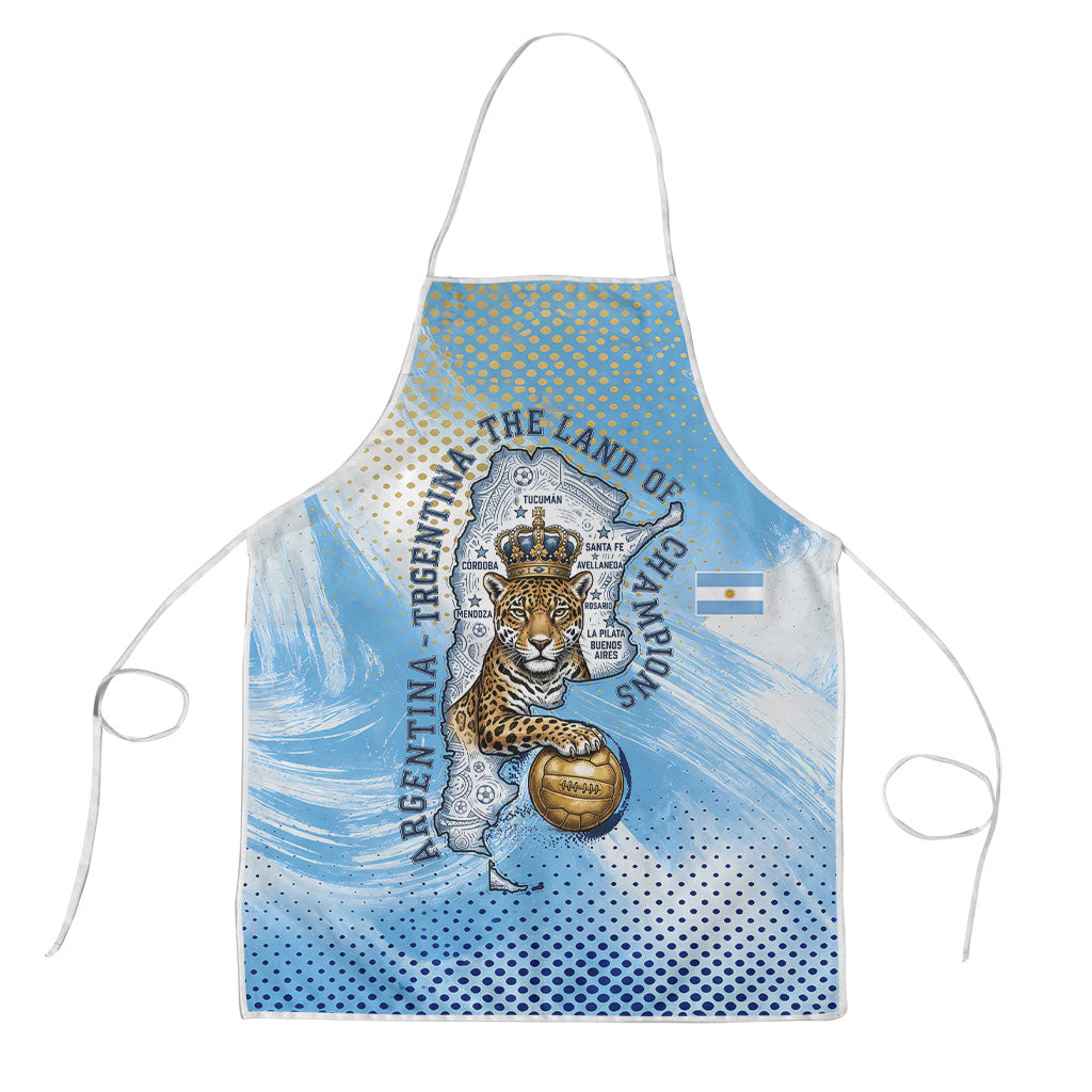 Argentina Football Land Of Champions Apron Halftone Dot Jaguar Mascot National Map