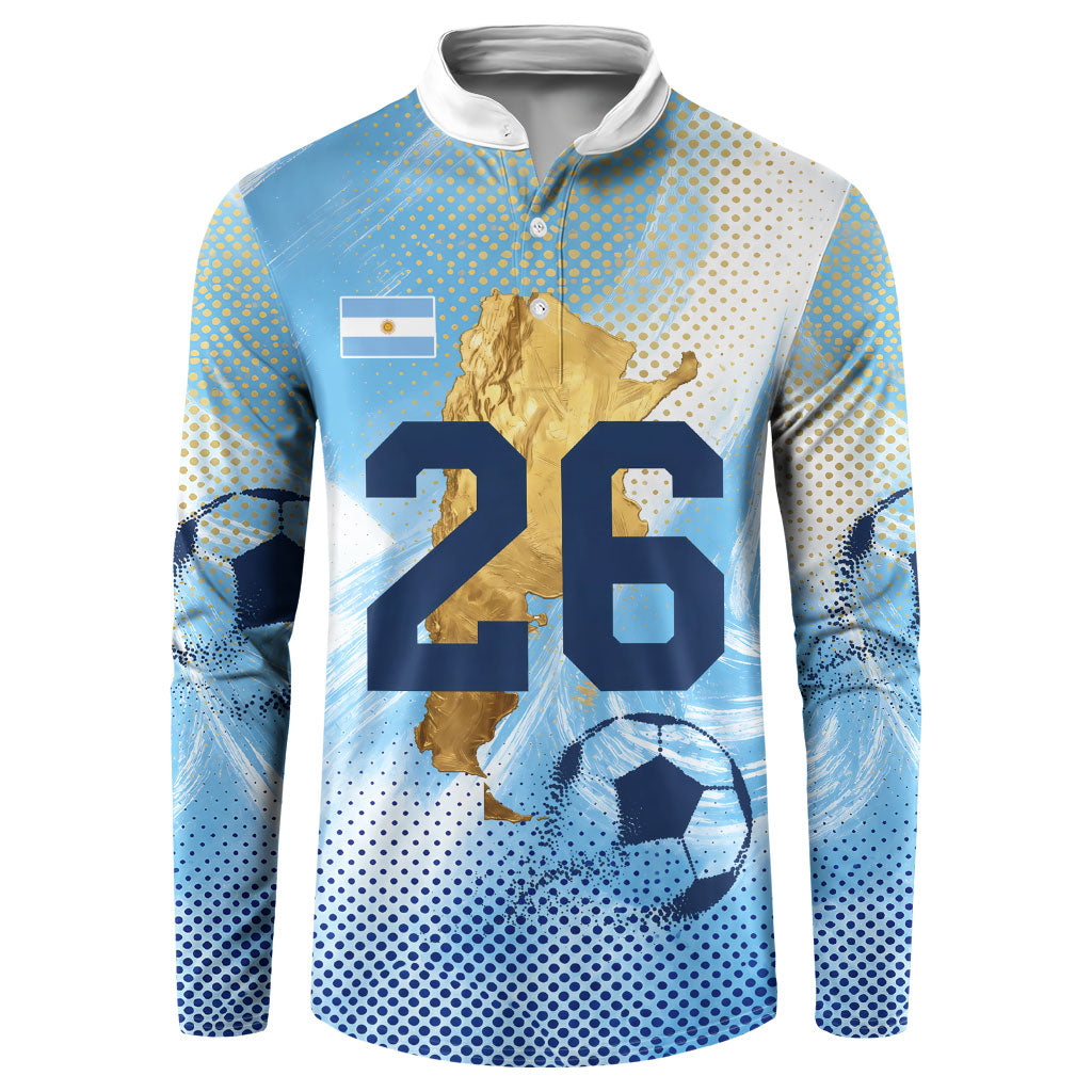 Argentina Football Land Of Champions Button Sweatshirt Halftone Dot Jaguar Mascot National Map