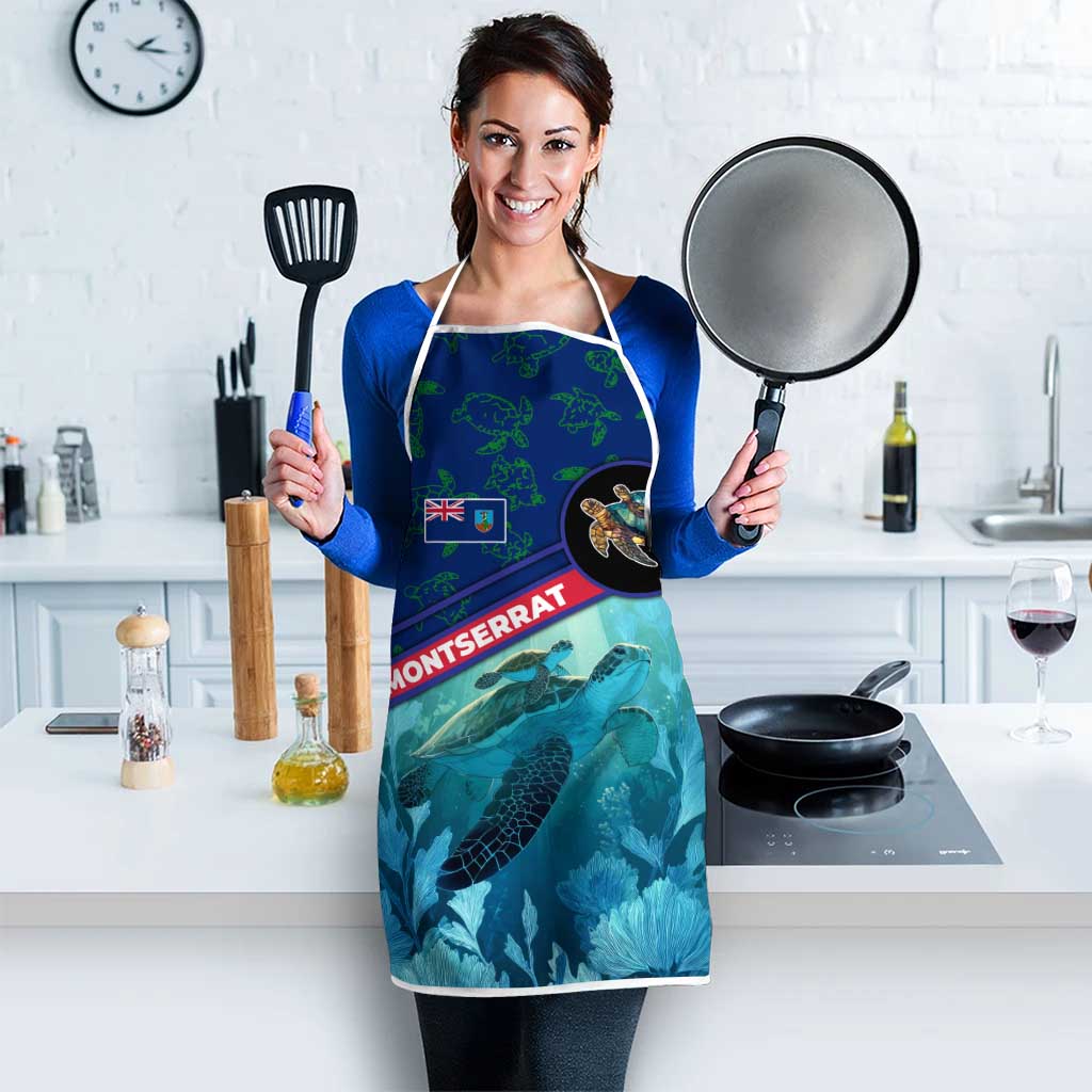 Montserrat Apron with Sea Turtle Illustration Blue Underwater Ocean Design - Wonder Print Shop