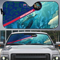 Montserrat Auto Sun Shade with Sea Turtle Illustration Blue Underwater Ocean Design - Wonder Print Shop