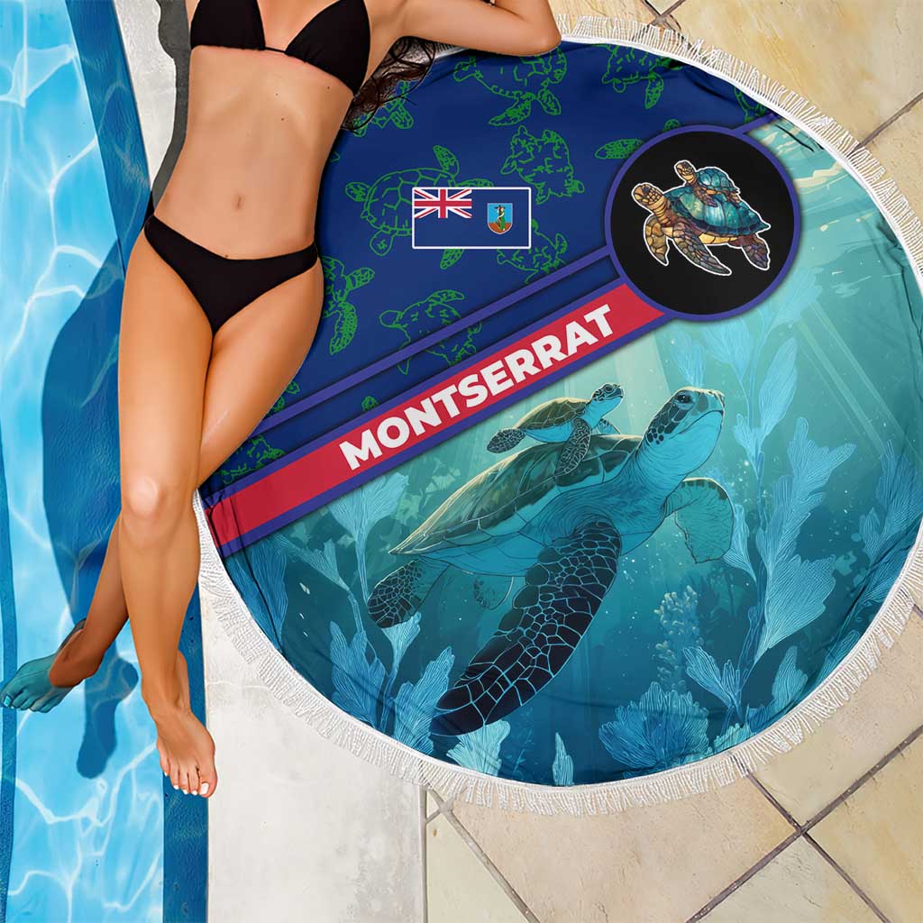 Montserrat Beach Blanket with Sea Turtle Illustration Blue Underwater Ocean Design - Wonder Print Shop