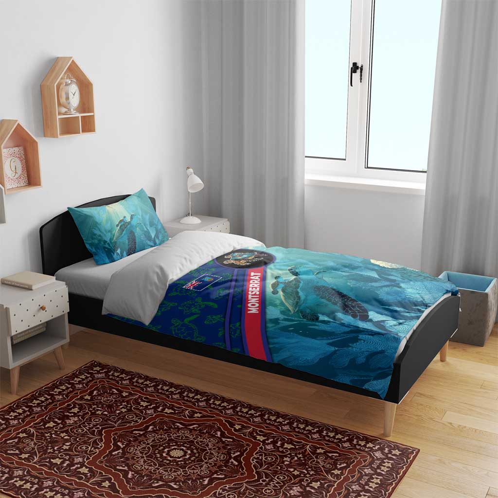 Montserrat Bedding Set with Sea Turtle Illustration Blue Underwater Ocean Design - Wonder Print Shop