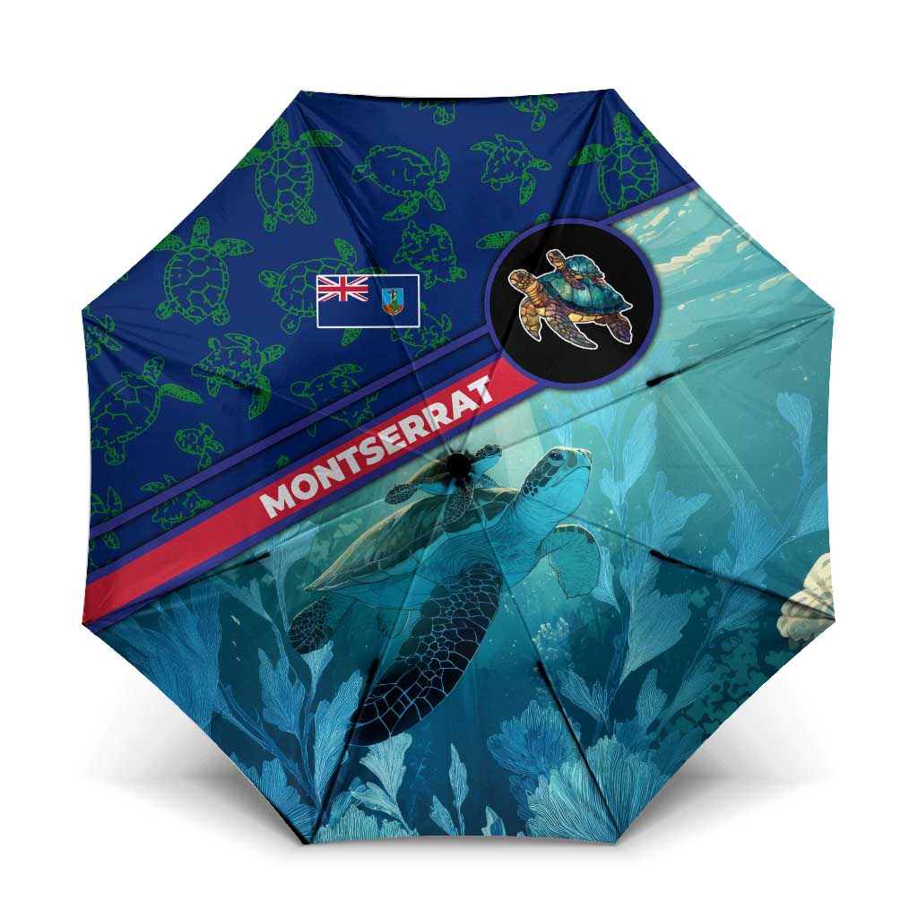 Montserrat Umbrella with Sea Turtle Illustration Blue Underwater Ocean Design - Wonder Print Shop