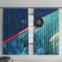 Montserrat Window Curtain with Sea Turtle Illustration Blue Underwater Ocean Design - Wonder Print Shop