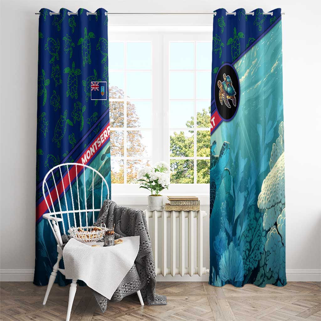 Montserrat Window Curtain with Sea Turtle Illustration Blue Underwater Ocean Design - Wonder Print Shop