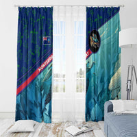 Montserrat Window Curtain with Sea Turtle Illustration Blue Underwater Ocean Design - Wonder Print Shop
