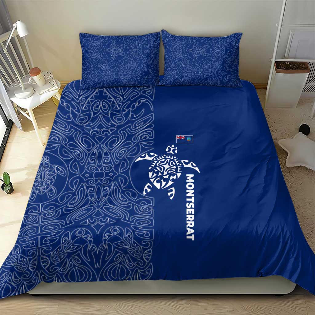 Montserrat Bedding Set with Tribal Sea Turtle Illustration Blue Polynesian Pattern Design - Wonder Print Shop