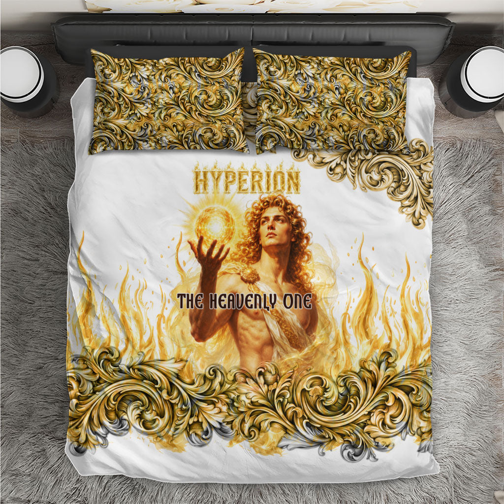 Hyperion First Titan Of Light Bedding Set Ancient Greek Mythology Celestial God Gold Filigree Graphic Art