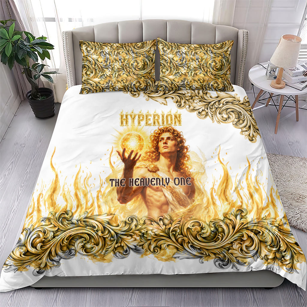 Hyperion First Titan Of Light Bedding Set Ancient Greek Mythology Celestial God Gold Filigree Graphic Art