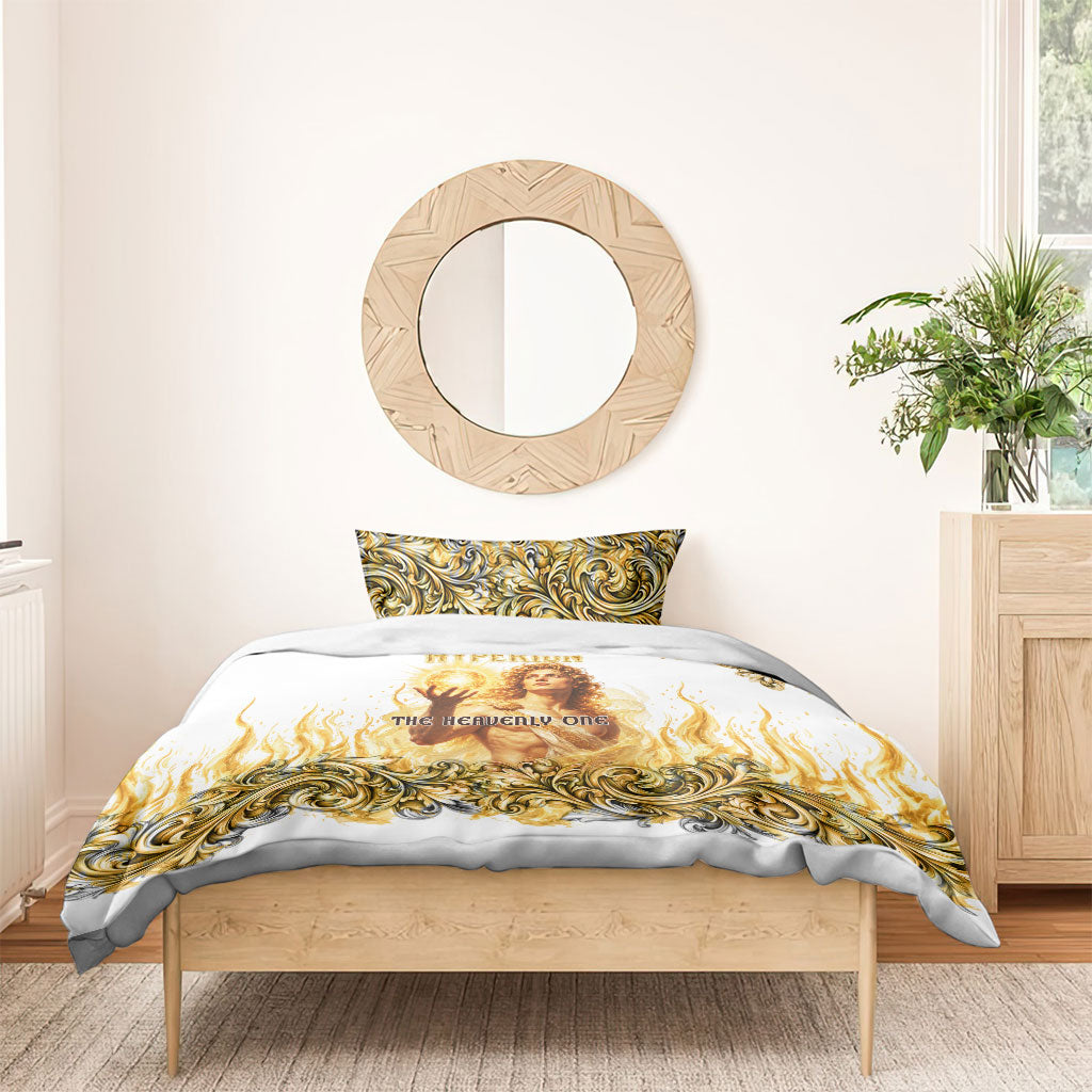 Hyperion First Titan Of Light Bedding Set Ancient Greek Mythology Celestial God Gold Filigree Graphic Art