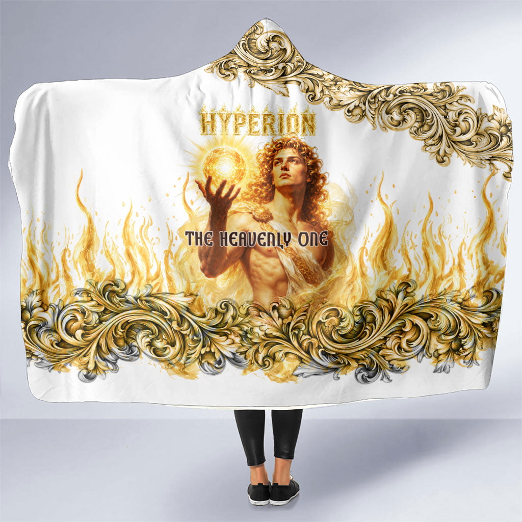 Hyperion First Titan Of Light Hooded Blanket Ancient Greek Mythology Celestial God Gold Filigree Graphic Art